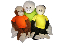 dollsize t-shirts rood, lime, geel